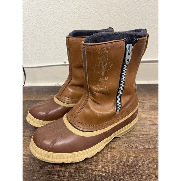 Vintage Sorel Pinto Leather/Rubber/Zipper/Wool Duck Boots Size 8 Rare main image 7